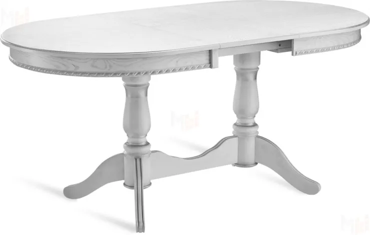 Стол деревянный раздвижной Барэнт 130 Белый с серебряной патиной