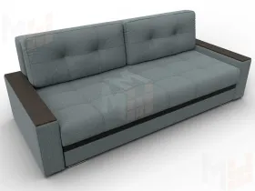 Диван прямой с декором Лига-096 НПБ ( Амур 07 серый;черный )