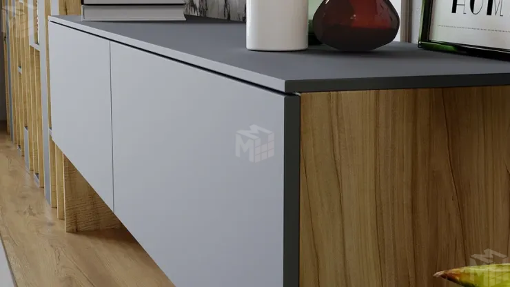 Гостиная Порто №7 - ГН-393.007 Яблоня Беллуно, Графит софт