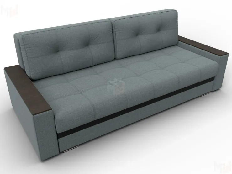 Диван прямой с декором Лига-096 НПБ ( Серый\Черный )