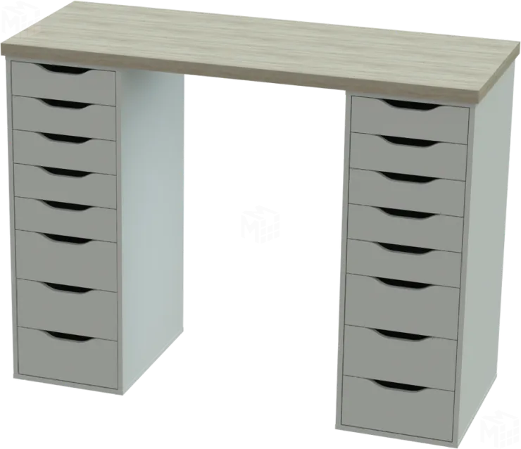 S00937 Ингар 2/88 стол письменный 140x106x55, дуб беленый/белый