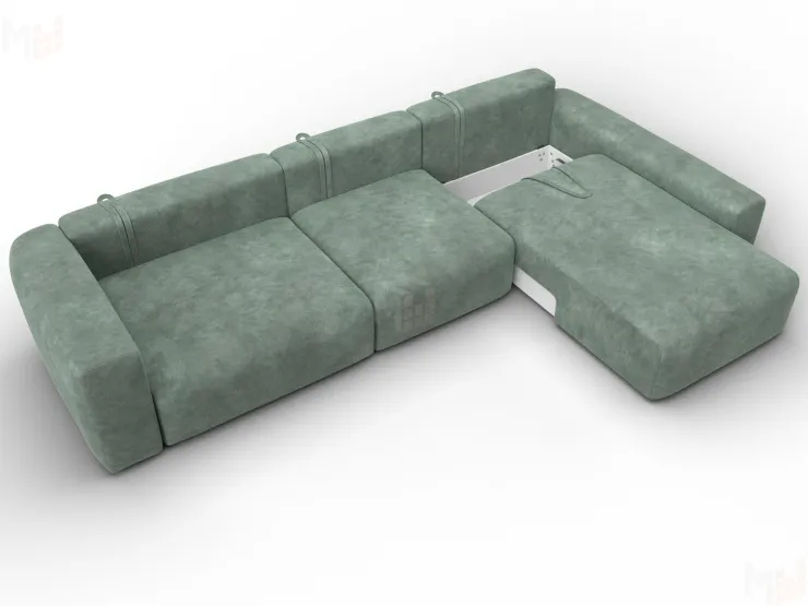 Диван угловой Лига-066 НПБ Лонг угол правый ( BRUT 08 зеленый )