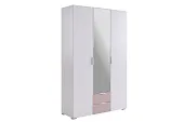 Шкаф трехдверный Зефир  109.02 белое дерево/пудра розовая (эмаль) Шкаф трехдверный Зефир  109.02 белое дерево/пудра розовая (эмаль)