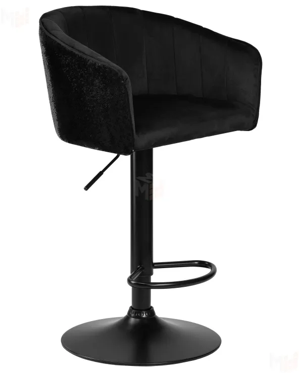 Стул барный DOBRIN DARCY BLACK SHINY (черный велюр с черно-золотыми пайетками)