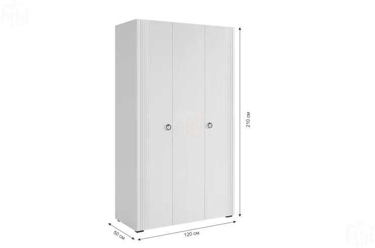 Шкаф трехдверный Ева  105.01 белое дерево/белый матовый