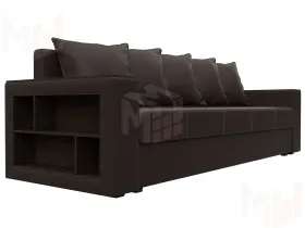 Диван прямой Дубай Лайт полки слева ( Коричневый )