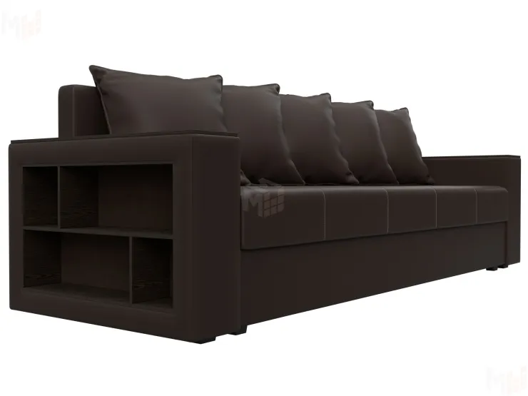 Диван прямой Дубай Лайт полки слева ( Коричневый )