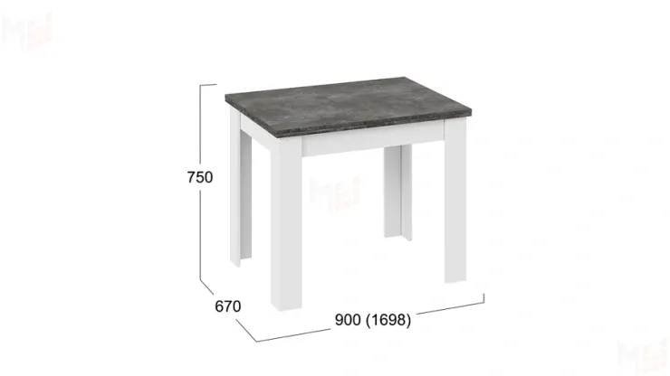 Стол раздвижной Промо тип 3 Белый, Ателье темный