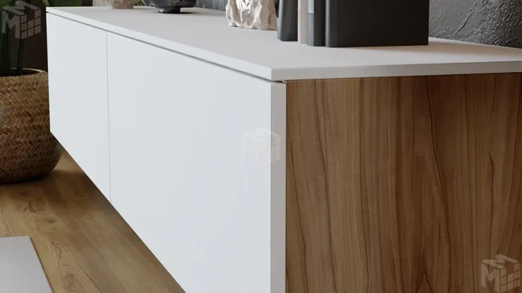 Гостиная Порто №7 - ГН-393.007 Яблоня Беллуно, Белый софт