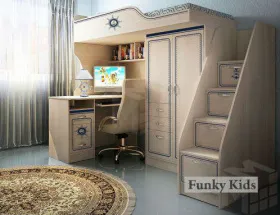 Кровать-чердак КП-4/1 + лестница КП-13/8 + стол КП-13/1 Капитан