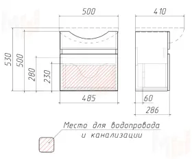 Тумба подвесная под умывальник "Элегия 50" Классик с одним ящиком В1 Айсберг Тумба подвесная под умывальник "Элегия 50" Классик с одним ящиком В1 Айсберг