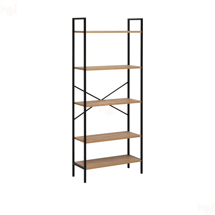 Стеллаж Leset Стилвуд 25 широкий, 5 полок (Чёрный/Дуб крафт золотой)