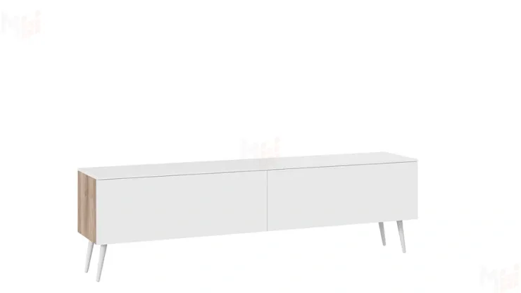 Тумба ТВ Порто с опорами - СМ-393.03.011 Яблоня Беллуно, Белый софт