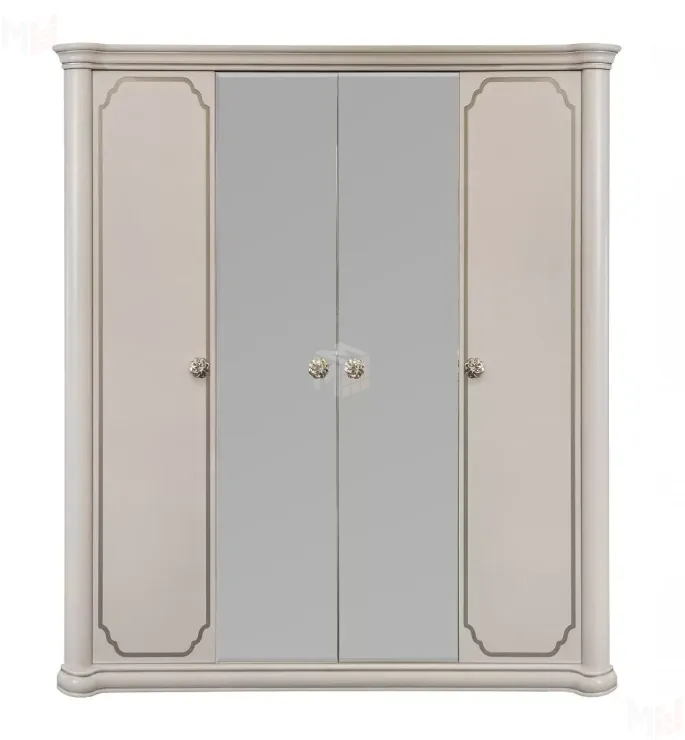 Шкаф Лали 4-дверный бежевый с зеркалом 