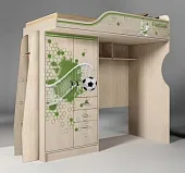 Кровать-чердак Футбол со шкафом и нишей ФУТ-4/1