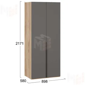 Шкаф для одежды (580) с 2 глухими дверями Порто - СМ-393.07.003 Графит