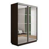 Шкаф-купе Оптим 2-х дверный Зеркало 4 секции 140 см. 1 штанга, 7 полок, 2 ящика