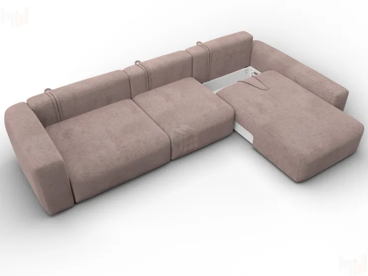 Диван угловой Лига-066 НПБ Лонг угол правый ( TOWER 05 бежевый )