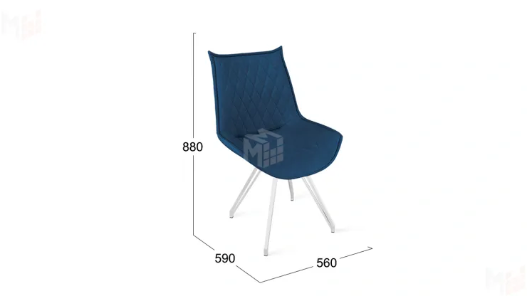 Стул Фэнди К4  Белый матовый, Велюр Confetti Blue