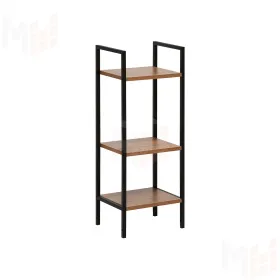 Стеллаж Leset Стилвуд 13 узкий, 3 полки (Чёрный/Орех лион светлый)