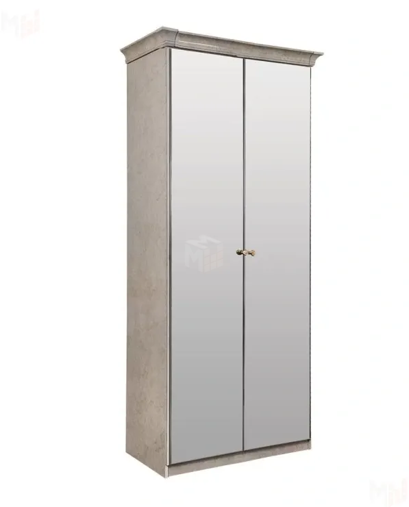 Шкаф Патрисия 2-дверный с зеркалом крем корень глянец