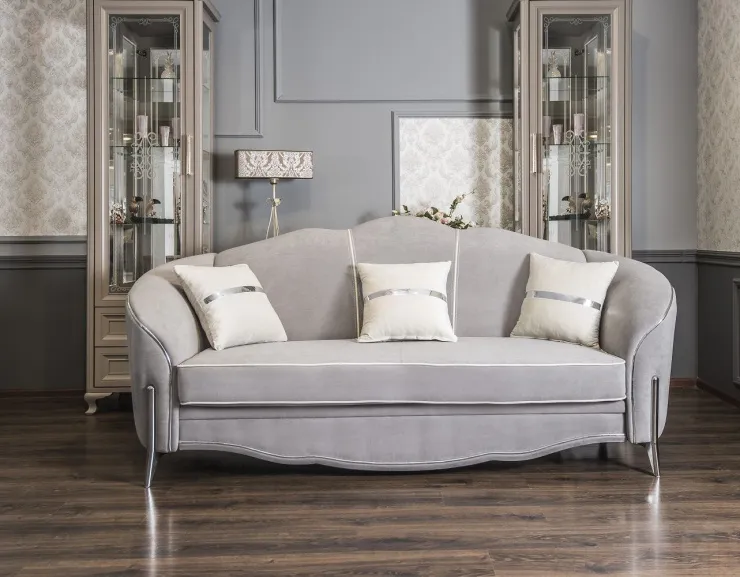 Диван Гравита 3х местный серый серебро