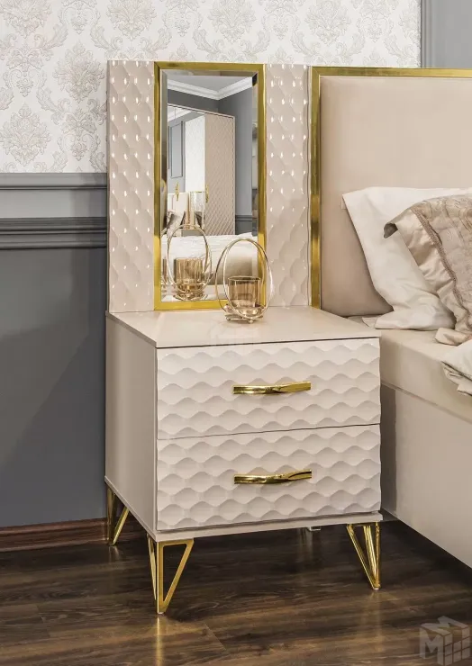 Зеркало Lara для прикроватной тумбы бежевый глянец