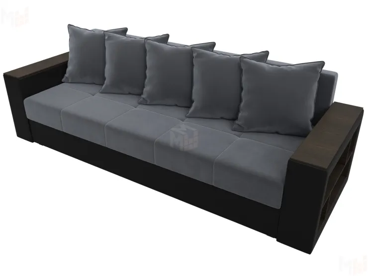 Диван прямой Дубай Лайт ( Серый\Черный )