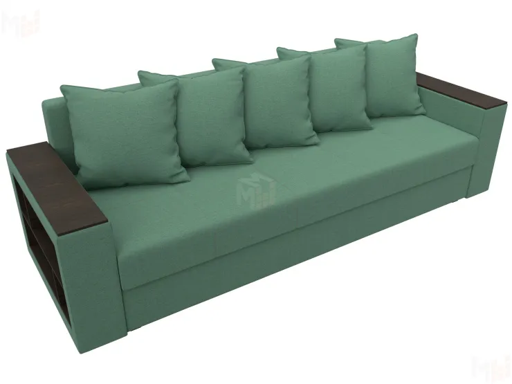 Диван прямой Дубай Лайт полки слева ( Зеленый )