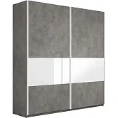 Шкаф-купе Прайм Широкий 2-х дверный 220 см, Бетон/Белое стекло
