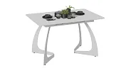 Стол обеденный раздвижной Конкорд Тип 2  Белый муар, Стекло матовое белое