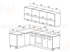 Кухня угловая Техно New 1,6*2,4 комп. №4 Белый снег софт/Ультрамарин софт