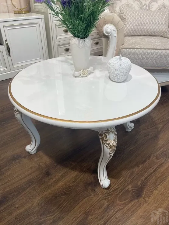 Столик круглый Натали белый глянец