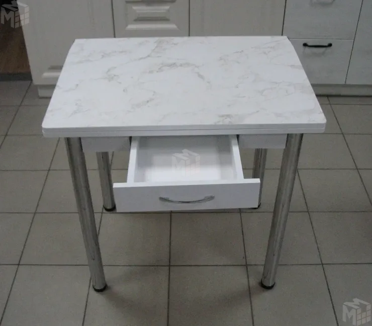 Стол Ломберный поворотно-раскладной с ящиком 780х580 (сабия) ножки хром