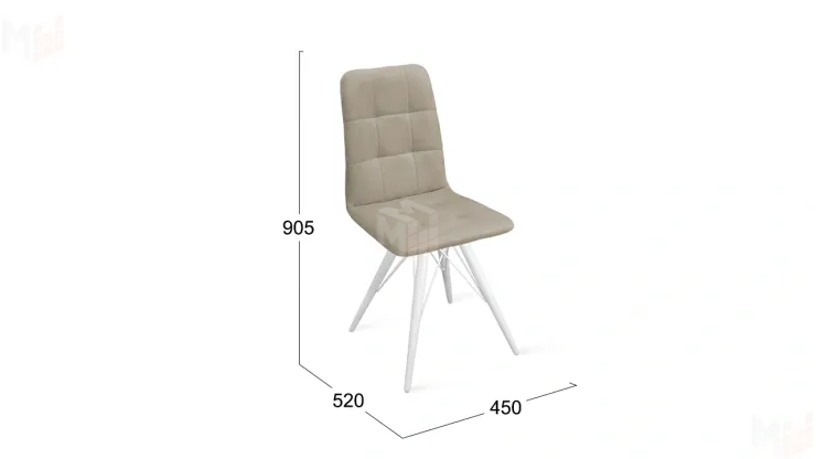 Стул Аспен К3 Белый матовый, Велюр Confetti Smoke