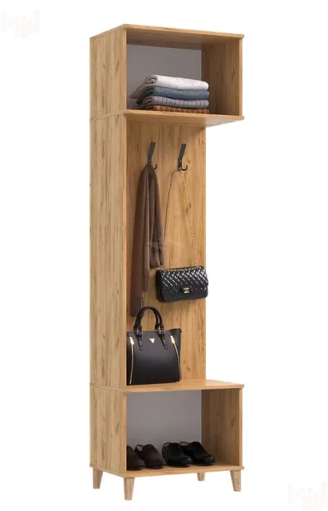 Прихожая Ирис Шкаф с вешалками Браш Мени Грин/Дуб Крафт