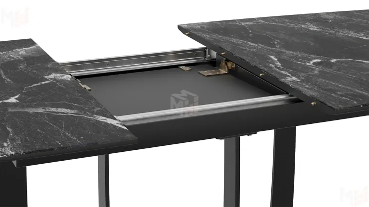 Стол обеденный Орфей Черный муар, Стекло глянцевое черный мрамор