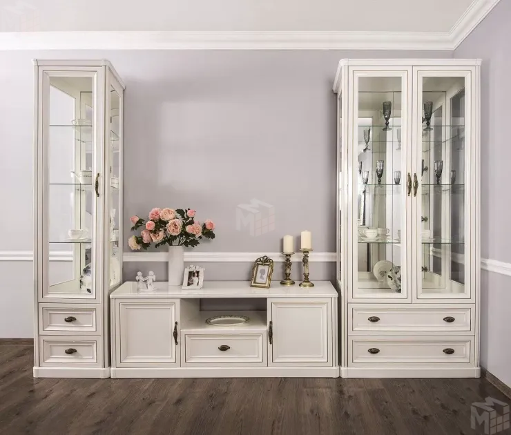 Витрина Натали 1-ств белый глянец