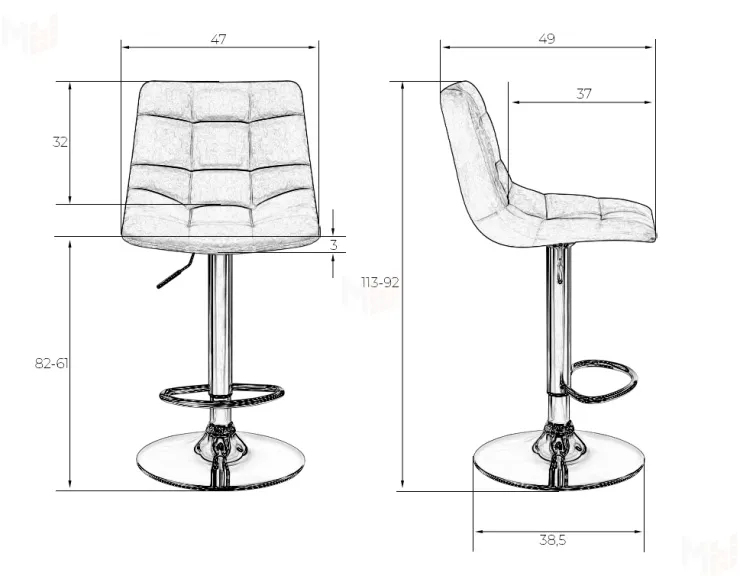 Стул барный DOBRIN TAILOR WHITE (бежевый велюр (MJ9-10))