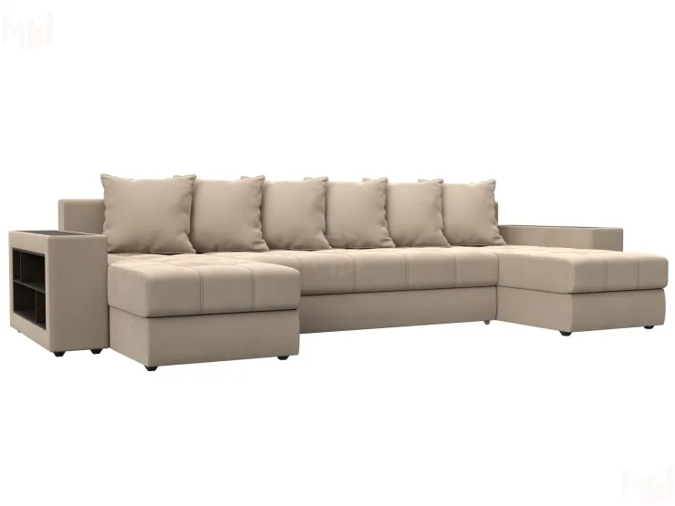 Диван П-образный Дубай полки слева