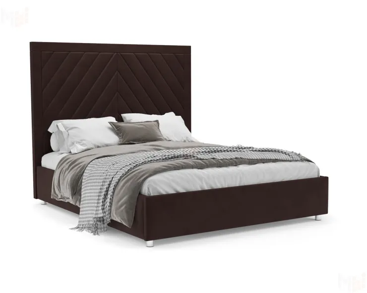 Кровать Мишель 140 см (Велюр шоколад HB-178 16)