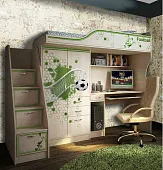 Кровать-чердак Футбол со столом и тумбой-лестницей Кровать-чердак Футбол со столом и тумбой-лестницей