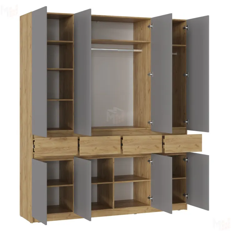 Шкаф Бостон ШК-004 (крафт золотой/серый шифер)