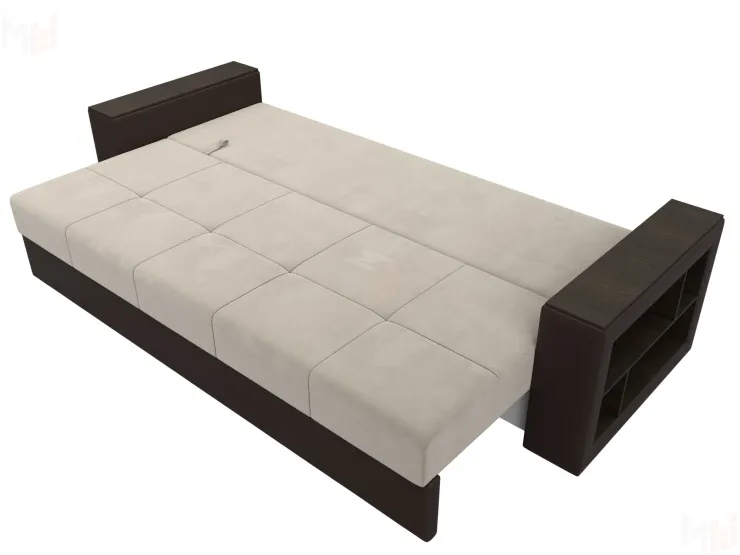 Диван прямой Дубай Лайт полки справа ( Бежевый\Коричневый )