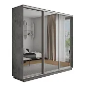 Шкаф-купе Оптим 3-х дверный 1 секция (Зеркало) 240 см. 2 штанги, 9 полок, 4 ящика