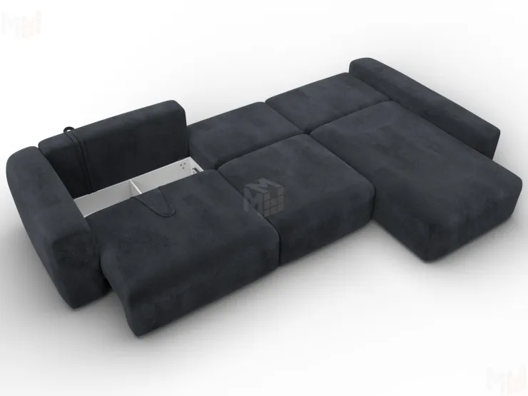 Диван угловой Лига-066 НПБ Лонг угол правый ( TOWER 11 темно-серый )