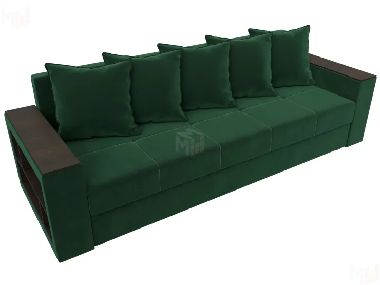 Диван прямой Дубай Лайт полки слева ( Зеленый )