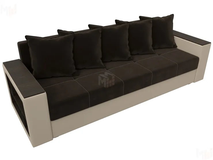 Диван прямой Дубай Лайт полки слева ( Коричневый\Бежевый )