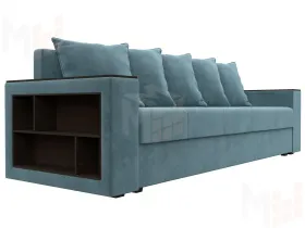 Диван прямой Дубай Лайт полки слева ( Бирюзовый )