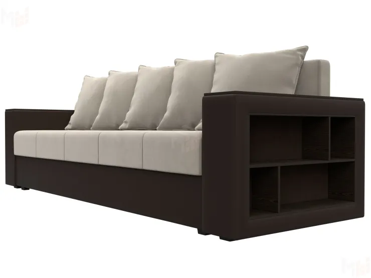 Диван прямой Дубай Лайт полки справа ( Бежевый\Коричневый )